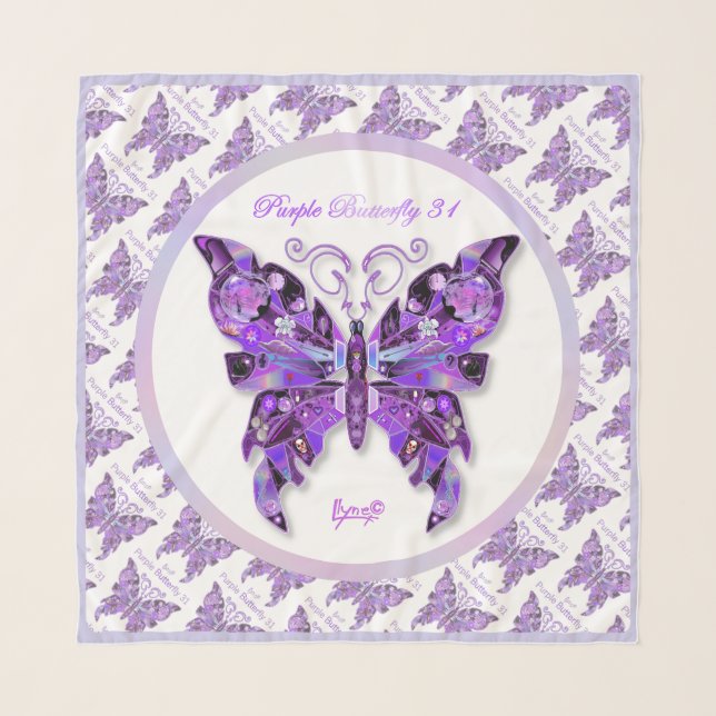 Purple Butterfly 31 Scarf (Front)