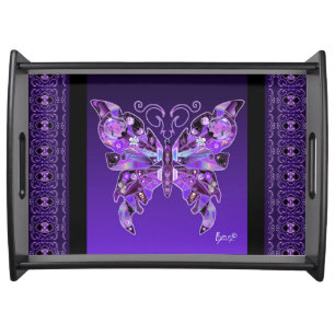 Purple Butterfly 31  Serving Tray
