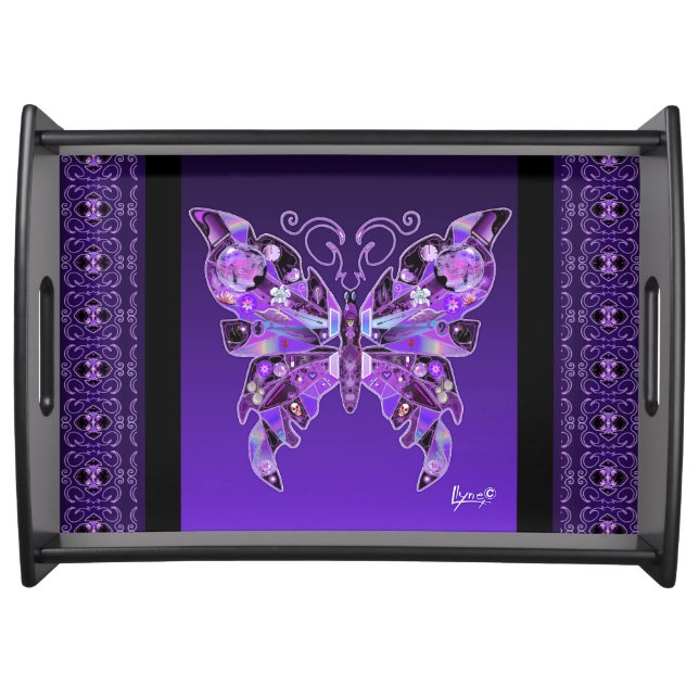Purple Butterfly 31  Serving Tray (Front)
