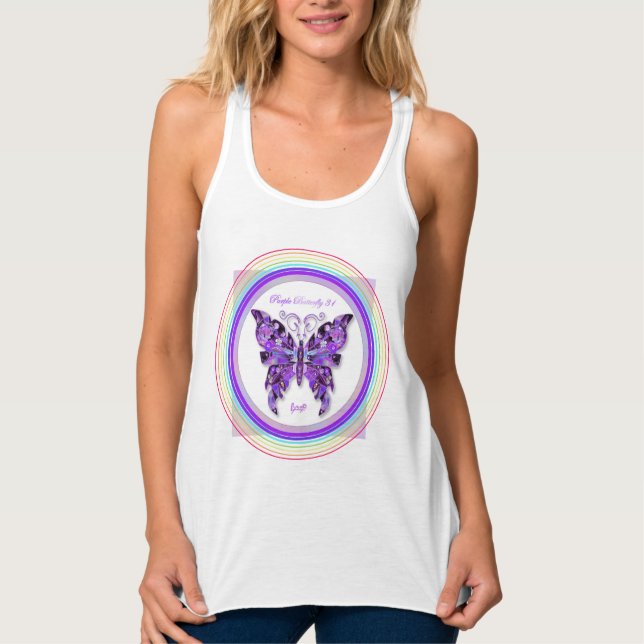 Purple Butterfly 31 Tank Top (Front)