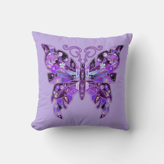 Purple Butterfly 31 Throw Pillow (Front)