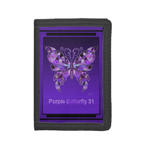 Purple Butterfly 31 Trifold Wallet