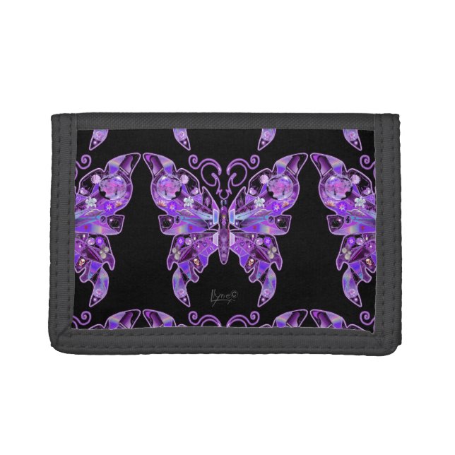 Purple Butterfly 31 Trifold Wallet (Front)