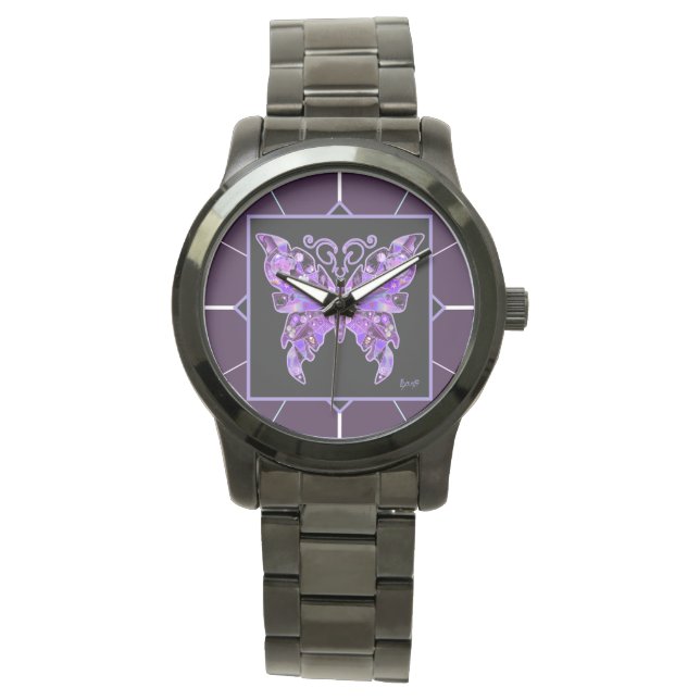 Purple Butterfly 31  Watch (Front)