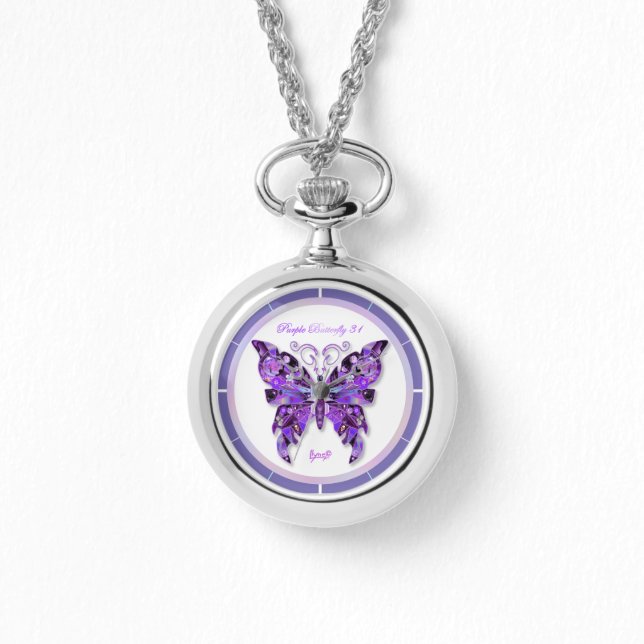Purple Butterfly 31  Watch (Front)