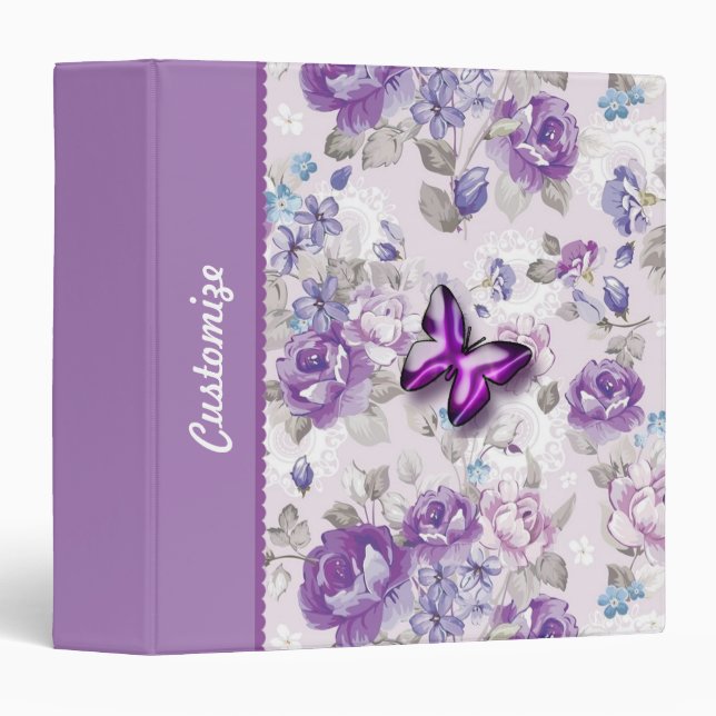 Purple Butterfly 3 Ring Binder (Front/Spine)