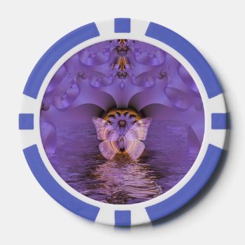 Purple Butterfly Abstract Poker Chips by FunWithFibro at Zazzle