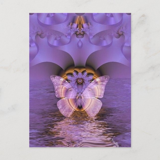 Purple Butterfly Abstract Postcard (Front)
