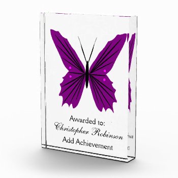 Purple Butterfly Acrylic Award by biglnet at Zazzle