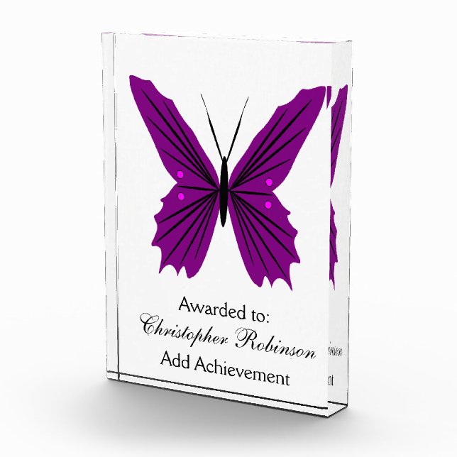 Purple Butterfly Acrylic Award (Right)