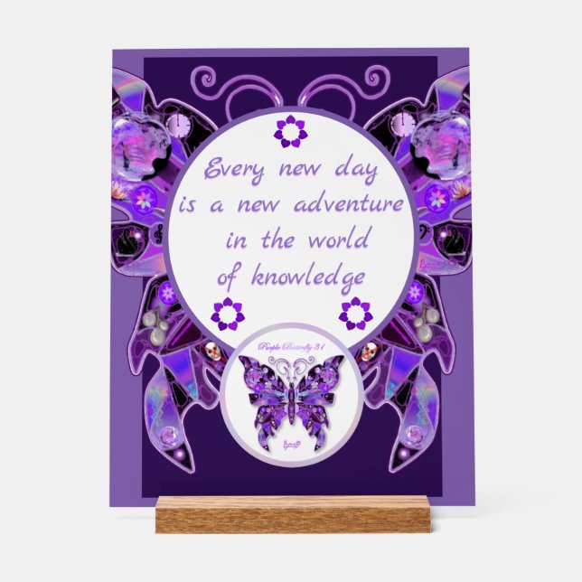 purple butterfly acrylic sign (Front)