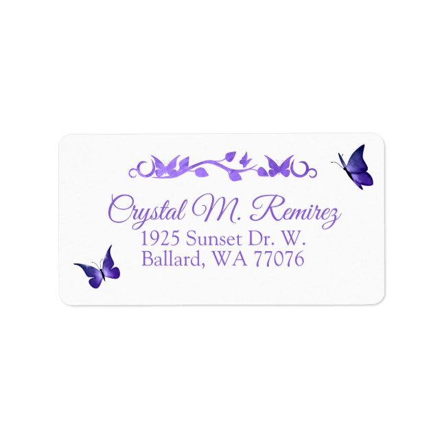 Purple Butterfly Address Labels (Front)