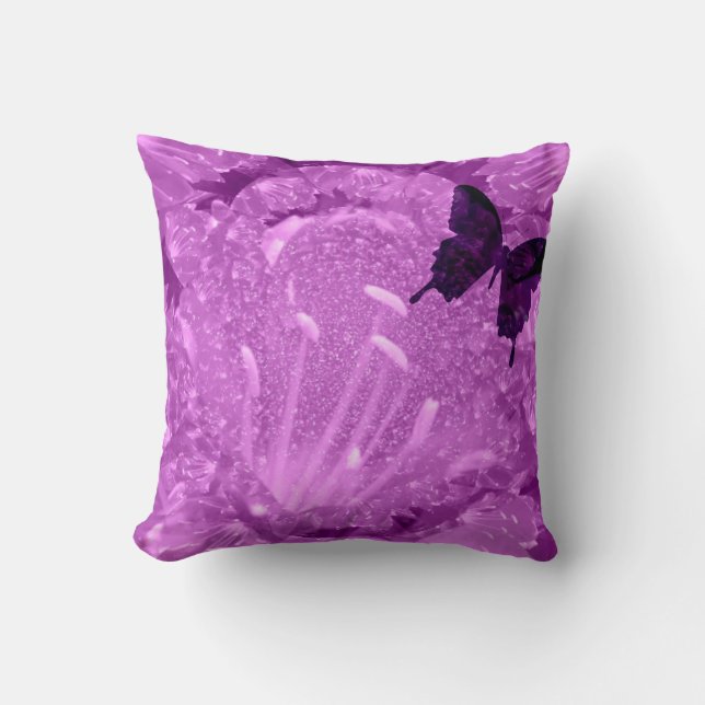 Purple Butterfly Aesthetic Throw Pillow (Front)