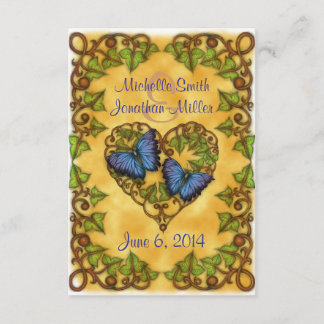 Purple Butterfly and Ivy Heart RSVP Card