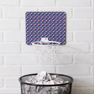 Purple Butterfly and Pink Floral Pattern Mini Basketball Hoop