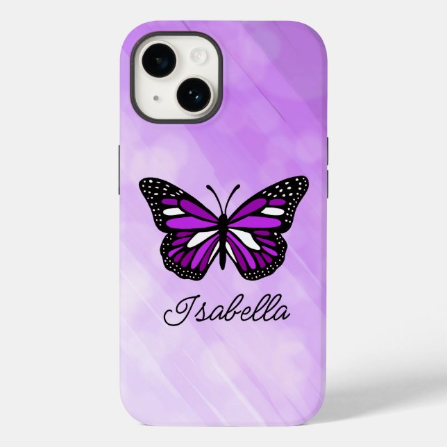 Purple Butterfly and Your Name Personalized    Case-Mate iPhone Case (Back)