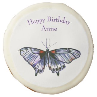 Purple Butterfly Art Sugar Cookie