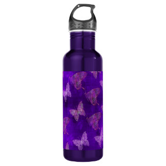 Purple Butterfly Art Water Bottle