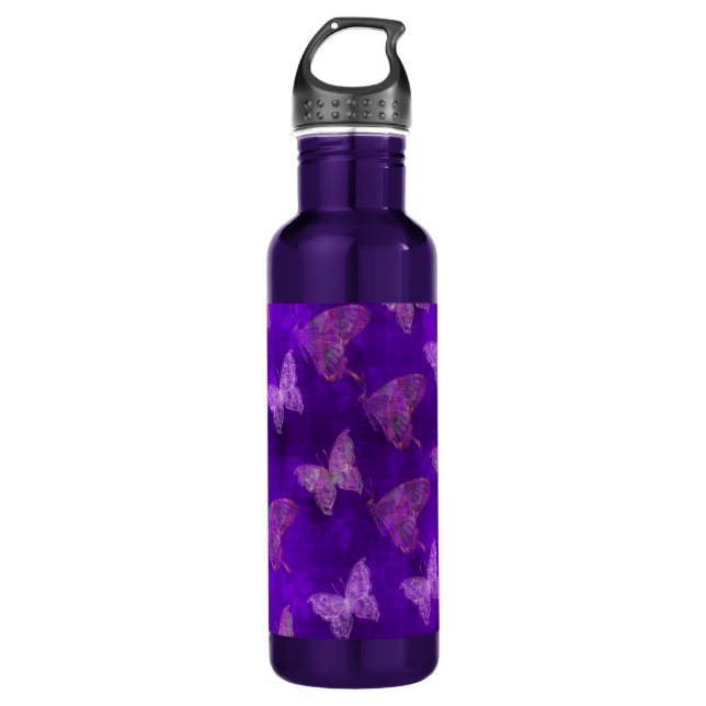 Purple Butterfly Art Water Bottle (Front)