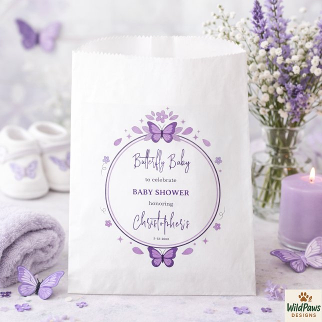 Purple Butterfly Baby Girl Baby Shower  Favor Bag (Purple Butterfly Baby Girl Baby Shower Favor Bag
)