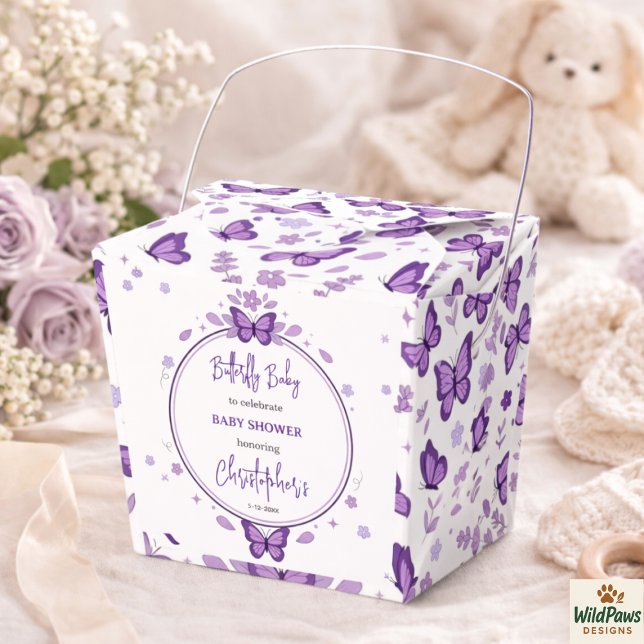 Purple Butterfly Baby Girl Baby Shower  Favor Boxes (Purple Butterfly Baby Girl Baby Shower Favor Boxes
)