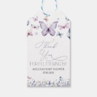 Purple Butterfly Baby Girl Baby Shower Favor Tag