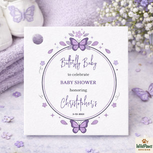 Purple Butterfly Baby Girl Baby Shower  Favor Tags