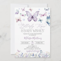 Purple Butterfly Baby Girl Baby Shower Invitation