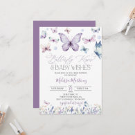 Purple Butterfly Baby Girl Baby Shower Invitation