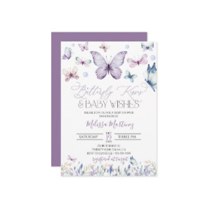Purple Butterfly Baby Girl Baby Shower Invitation