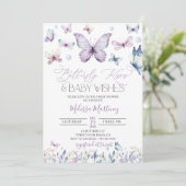 Purple Butterfly Baby Girl Baby Shower Invitation (Standing Front)