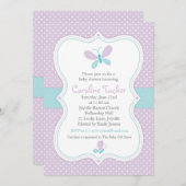 Purple Butterfly Baby Girl Shower Invitation (Front/Back)