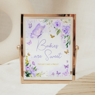 Purple Butterfly Baby Shower Babies are Sweet Poster