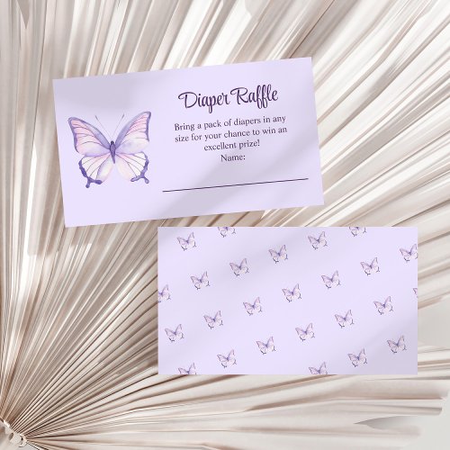 Purple Butterfly Baby Shower Diaper Raffle Enclosure Card