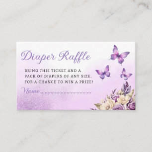 Purple Butterfly Baby Shower Diaper Raffle Ticket  Enclosure Card