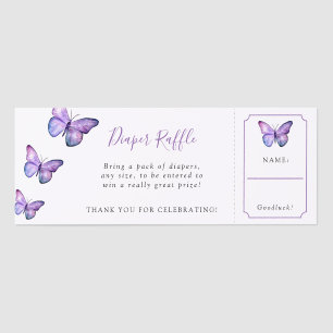 Purple Butterfly Baby Shower Diaper Raffle Tickets