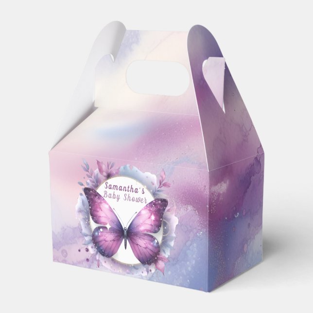 Purple Butterfly Baby Shower   Favor Boxes (Front Side)