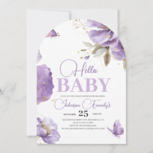 Purple Butterfly Baby Shower,flowers Invitation