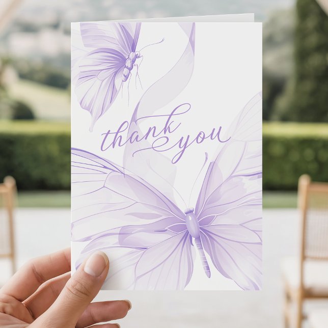 Purple Butterfly Baby Shower Foldable Thank You Card (Creator Uploaded)