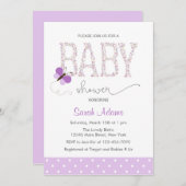 Purple Butterfly Baby Shower Invitation (Front/Back)