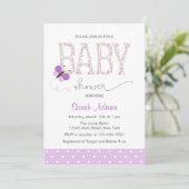 Purple Butterfly Baby Shower Invitation (Standing Front)