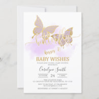 Purple Butterfly Baby Shower Invitation