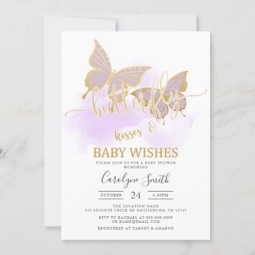 Purple Butterfly Baby Shower Invitation