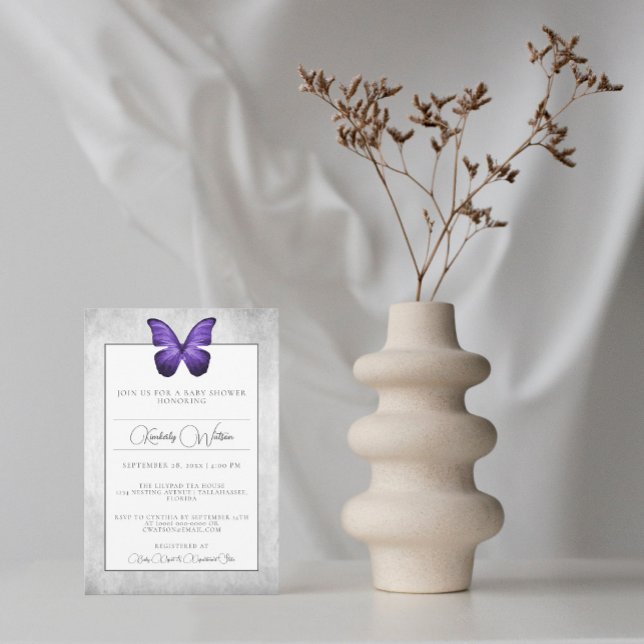 Purple Butterfly Baby Shower Invitation (Creator Uploaded)