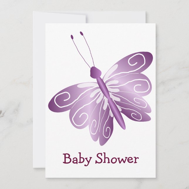 Purple Butterfly Baby Shower Invitation (Front)