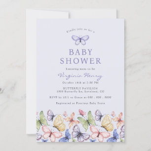 Purple Butterfly Baby Shower Invitation
