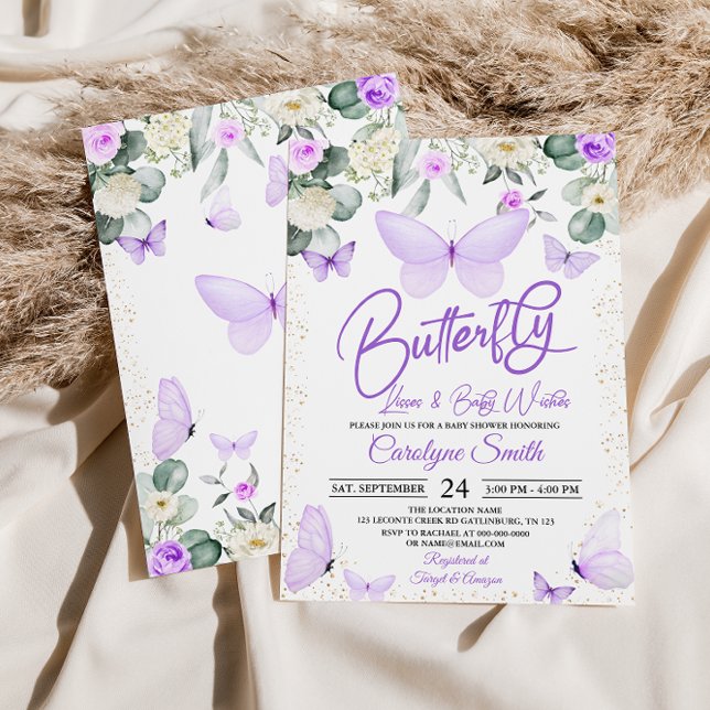 Purple Butterfly Baby Shower Invitation Girl (Creator Uploaded)
