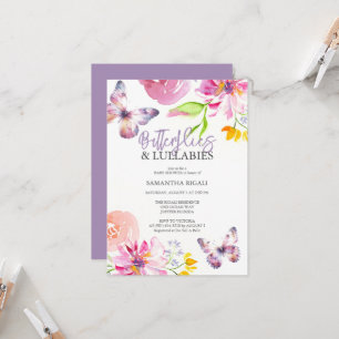 Purple Butterfly Baby Shower Invitations