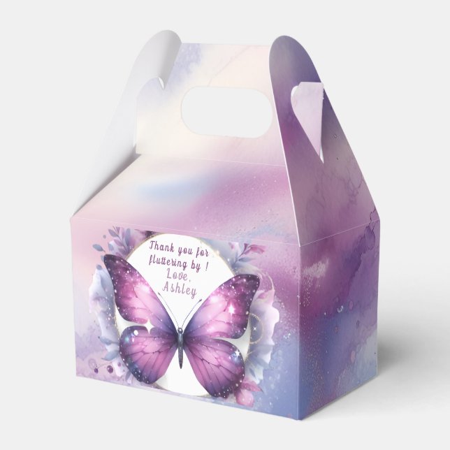 Purple Butterfly Baby Shower  Thank you Favor Boxes (Front Side)