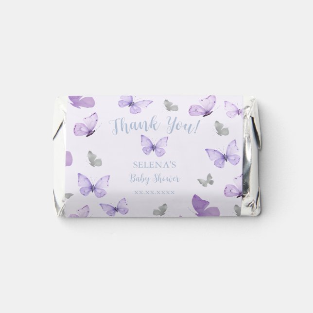 Purple Butterfly Baby Shower Thank You  Hershey's Miniatures (Front)